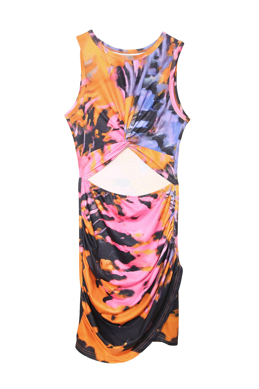 Floral Print Hollow Out Wrap Tie Mini Dress