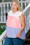 Plus Size Colorblock Ruffle Flowy Top