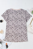 Black Cheetah Print O-neck Short Sleeve T Shirt