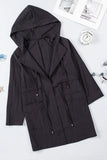 Drawstring Turndown Collar Hooded Outerwear