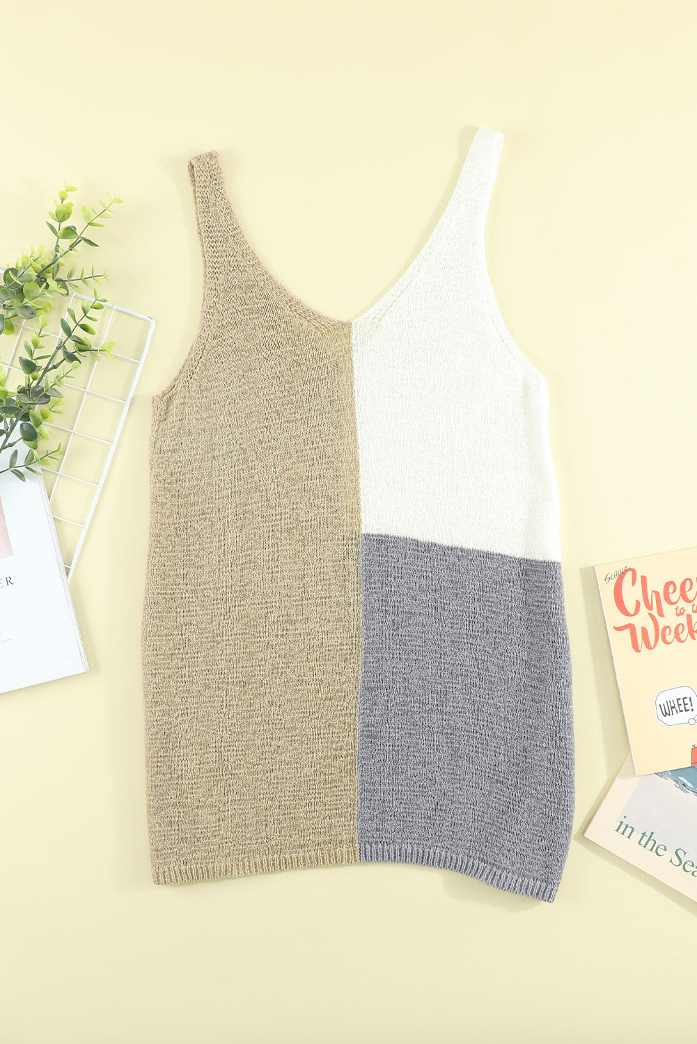 Color Block Knitted Tank Top