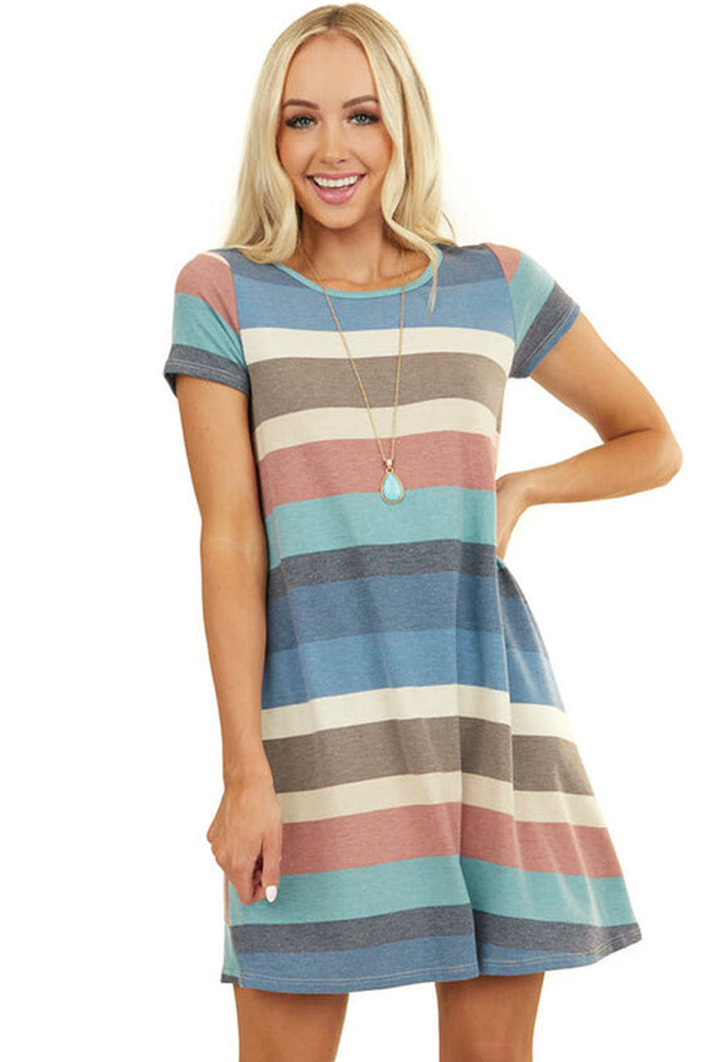 Stripe Print Slit Maxi Tank Top Dress