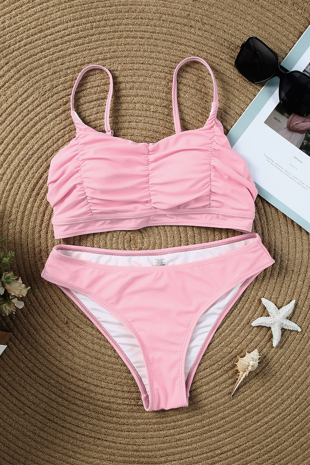 Ruched Bikini Solid 2pcs Swimsuit