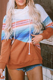 Striped Colorblock Pocketed Hoodie