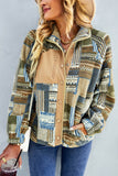 Western Colorblock Snap Buttoned Sherpa Jacket