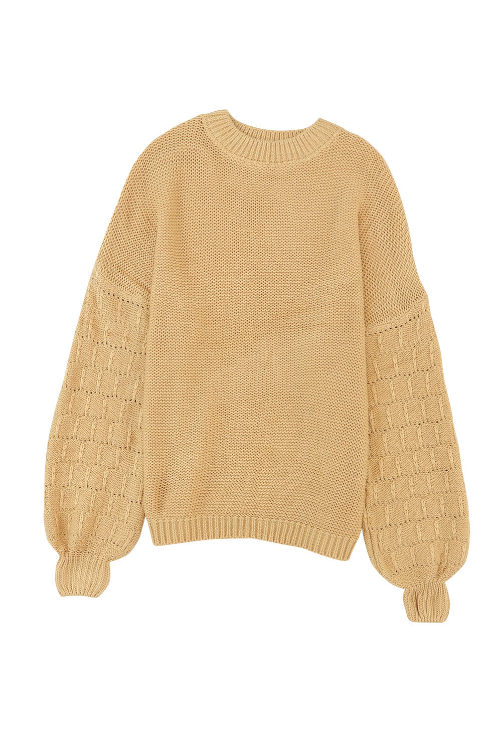 Hollowed Bubble Sleeve Knit Sweater