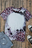 Leopard Dyed Print Bleached Blank Tee