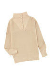 Buttoned Turn Down Collar Comfy Ribbed Sweater