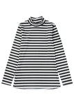 Striped Print Textured Knit Long Sleeve Tee