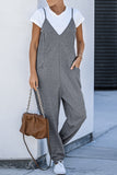 Textured Sleeveless V-Neck Pocketed Casual Jumpsuit