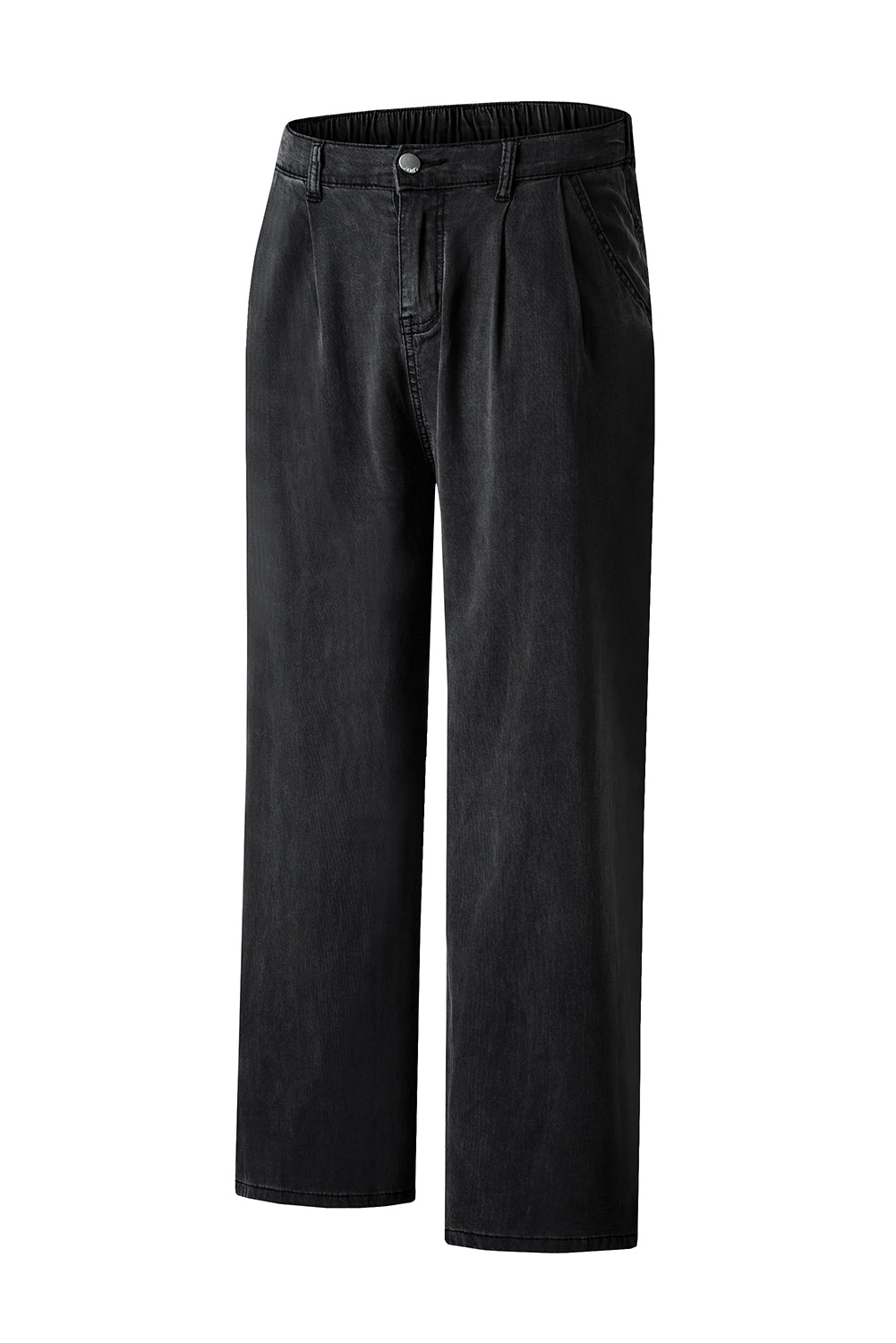 Pantalon en denim doux noir à jambe large en Tencel