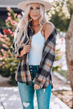 Oversize Rounded Hem Plaid Shacket with Slits