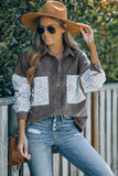 Leopard Patchwork Corduroy Buttoned Shirt Jacket