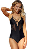 Mesh Hollow-out Criss Cross One-piece Swimsuit