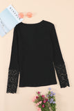 Crochet Lace Hem Sleeve Button Top