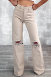 High Waist Ripped Wide-Leg Jeans