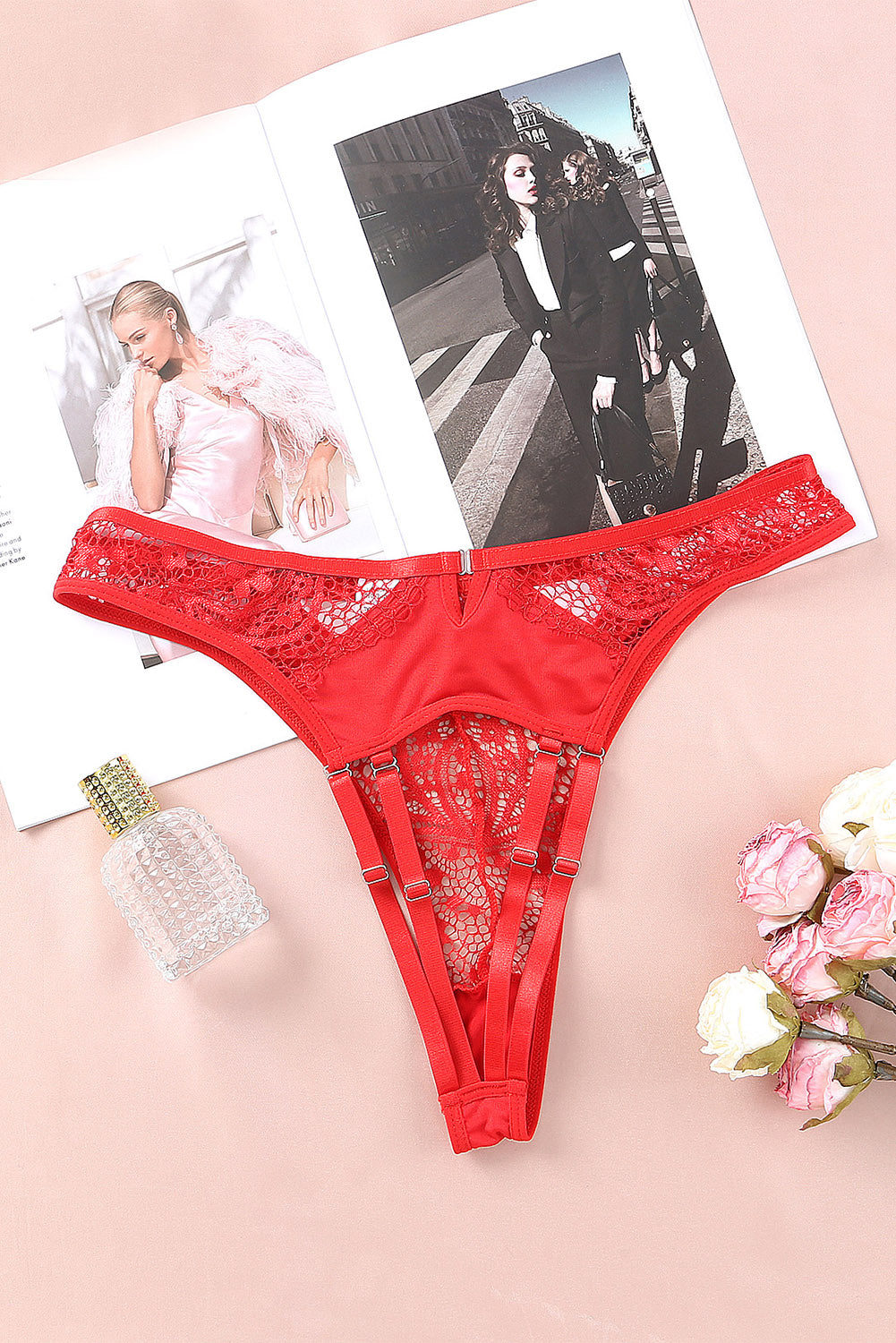 Adjustable Straps Hollow-out Lace Panty