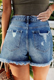 Distressed Raw Edge Jean Shorts