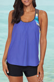 Sky Blue Print Insert Racerback Tankini Set