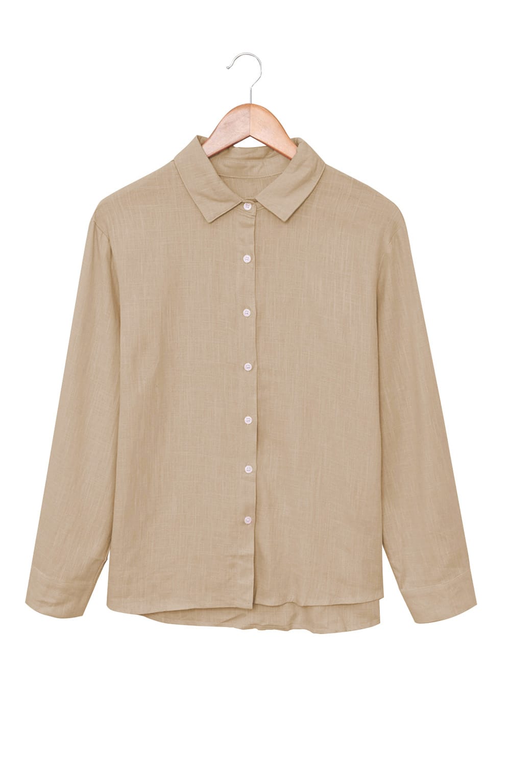 Khaki Textured Solid Color Basic Shirt