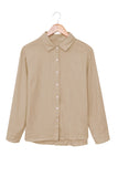 Khaki Textured Solid Color Basic Shirt