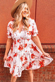 Blooming Floral Tassel Tie Babydoll Dress