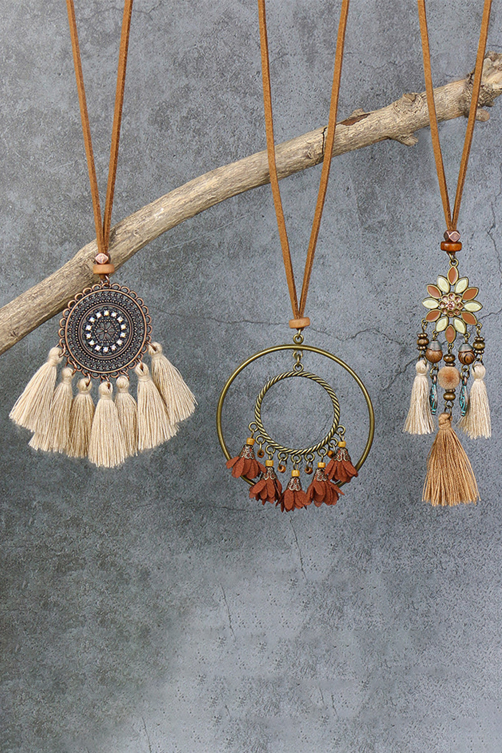 3pcs Bohemian Retro Tasseled Pendant Necklace