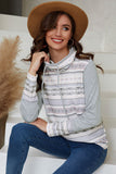 Aztec Print Waffle Knit Cowl Neck Sweatshirt