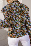 Chemise à volants et manches bouffantes à imprimé floral