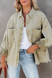 Distressed Fringe Trim Denim Jacket