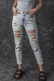 Sky Blue Vintage Washed Heavy Destroyed Skinny Jeans