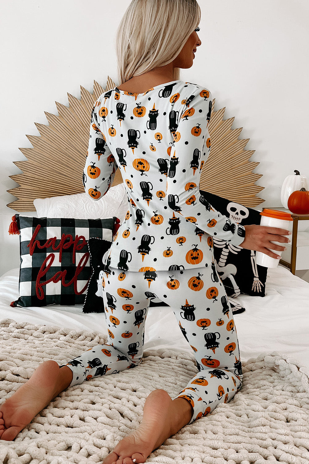 Spooky Halloween Printed Long Slim Fit Lounge Set