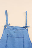 Grommet Tie Straps Casual Denim Romper