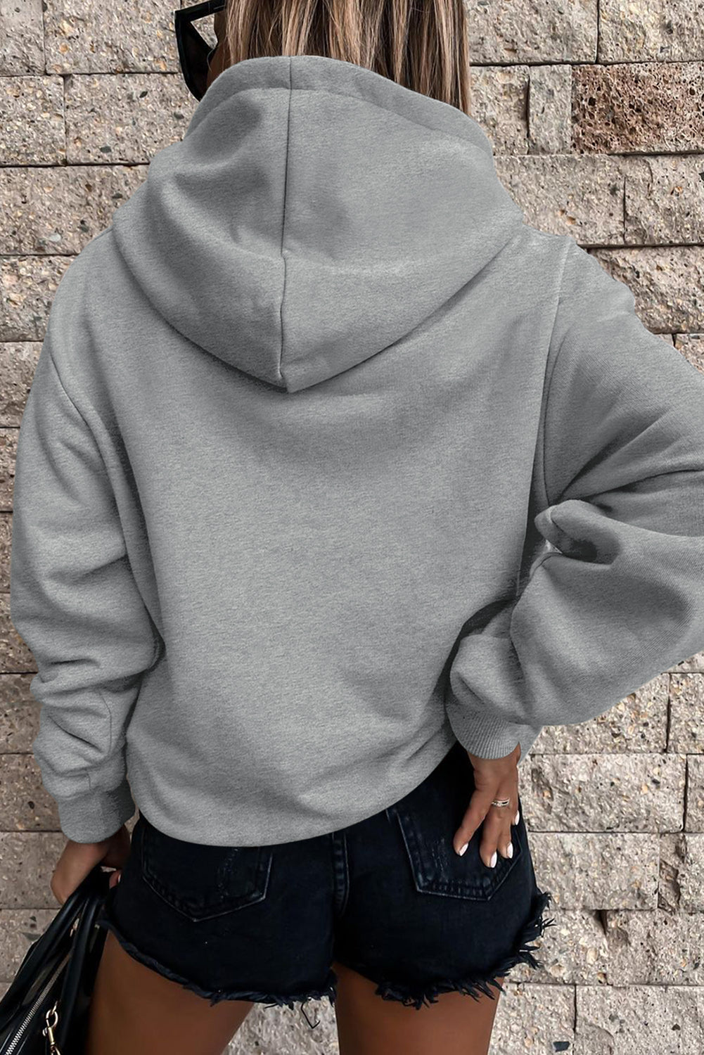 Sweat à capuche ample gris avec poche kangourou