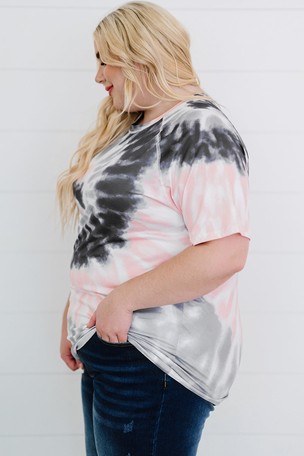 Tie-dye Raglan Sleeve Plus Size T-shirt