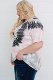 T-shirt gris tie-dye à manches raglan grande taille