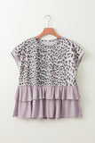 Pink Leopard Tiered Ruffle Short Sleeve Top