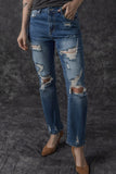 Blue Vintage Distressed Boyfriend Ripped Jeans