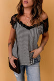 Eyelash V Neck Striped Tank