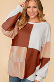 Multicolor Exposed Seam Colorblock Oversized Knit Top