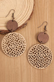 Hollow Out Wooden Round Drop Earrings