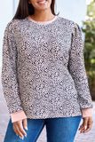 Animal Spotted Print Round Neck Long Sleeve Top