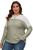 Plus Size Colorblock Knit Long Sleeve Top