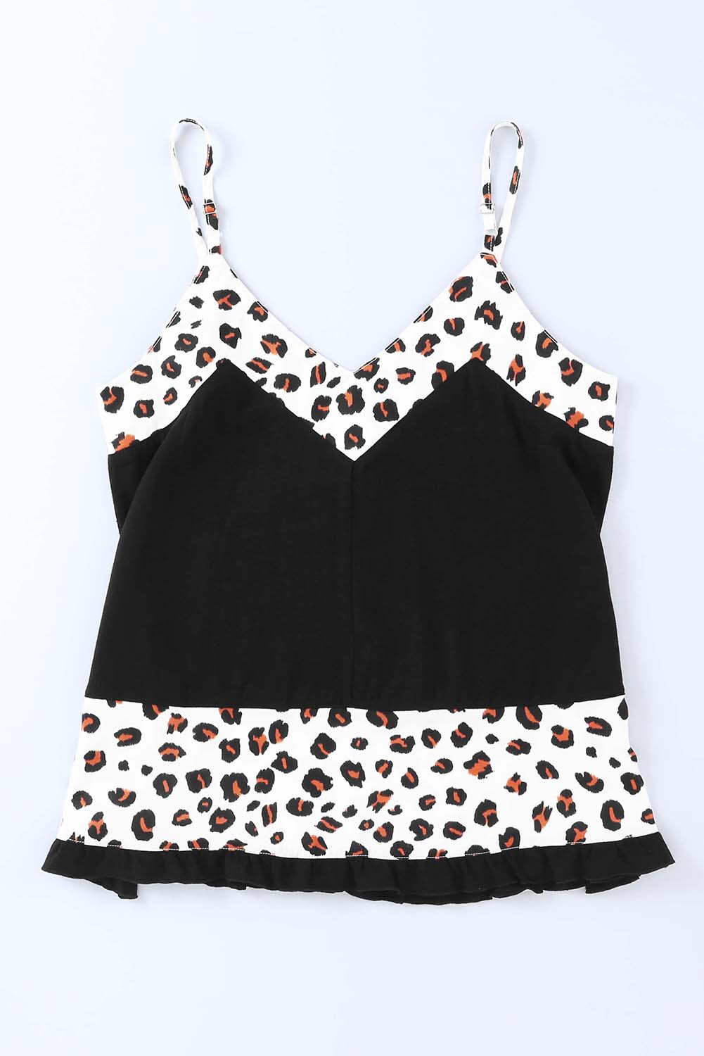 Leopard Patchwork Spaghetti Straps Tank Top