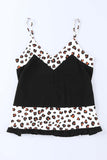 Leopard Patchwork Spaghetti Straps Tank Top