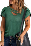 Strappy V Neck Overlap Short Sleeve Top