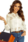 Floral Lace Stand Neck Textured Shirt