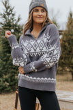 Western Geometric Printed Quarter Zip Pullover Sweater