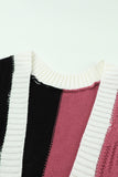 Color Block Loose Open Front Knitted Cardigan