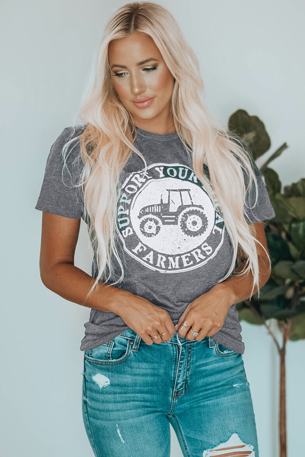 Gris SOUTENEZ VOS AGRICULTEURS LOCAUX T-shirt graphique